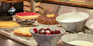 a display of food on a counter