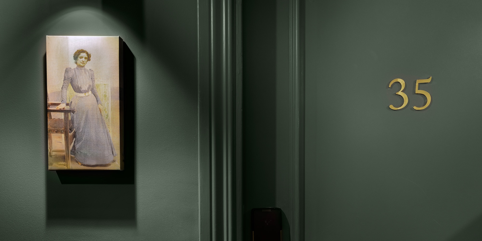 a door with a picture on it