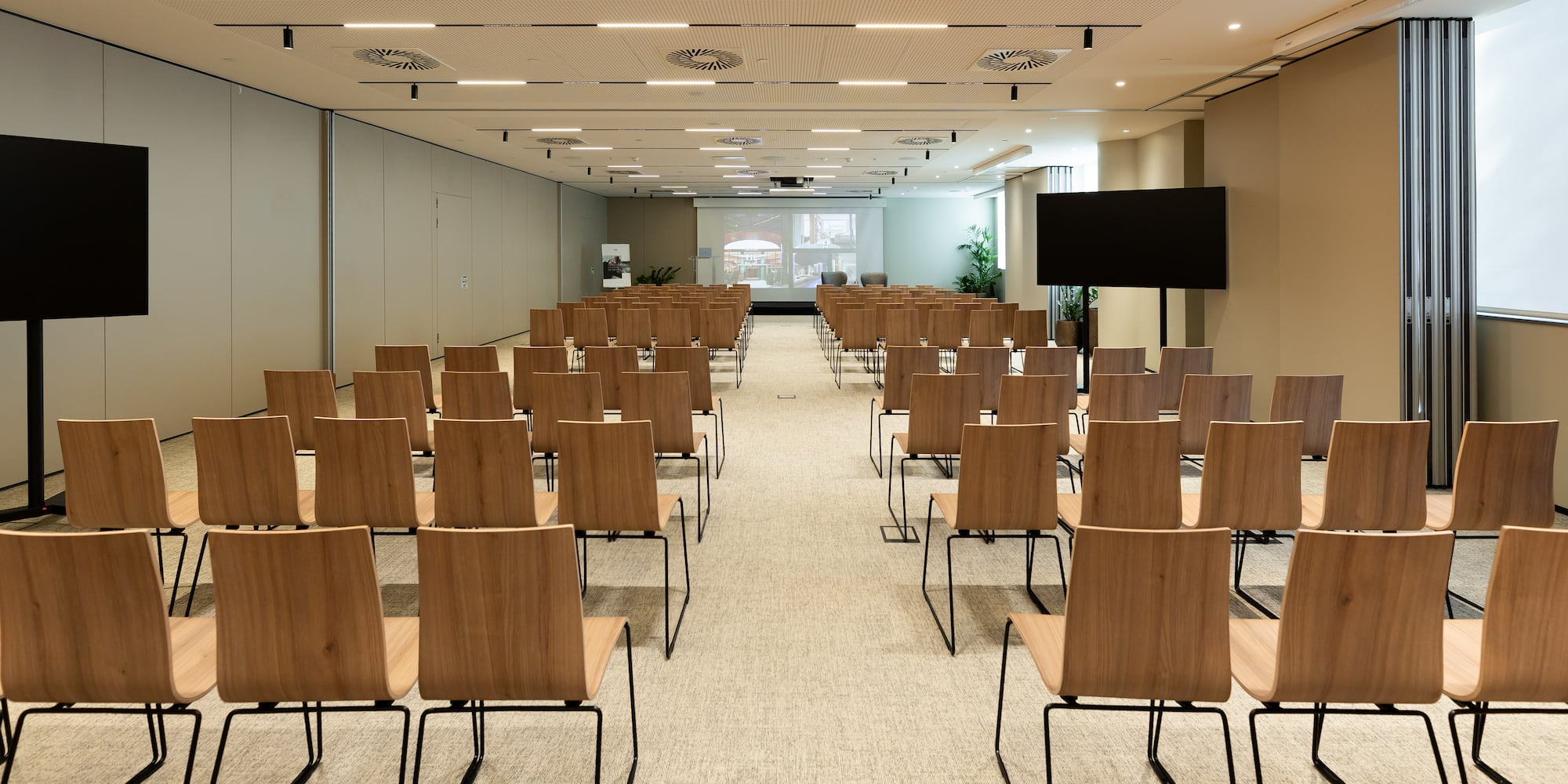 a room with many chairs