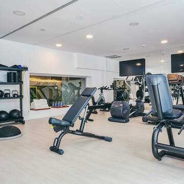 a room with exercise equipment