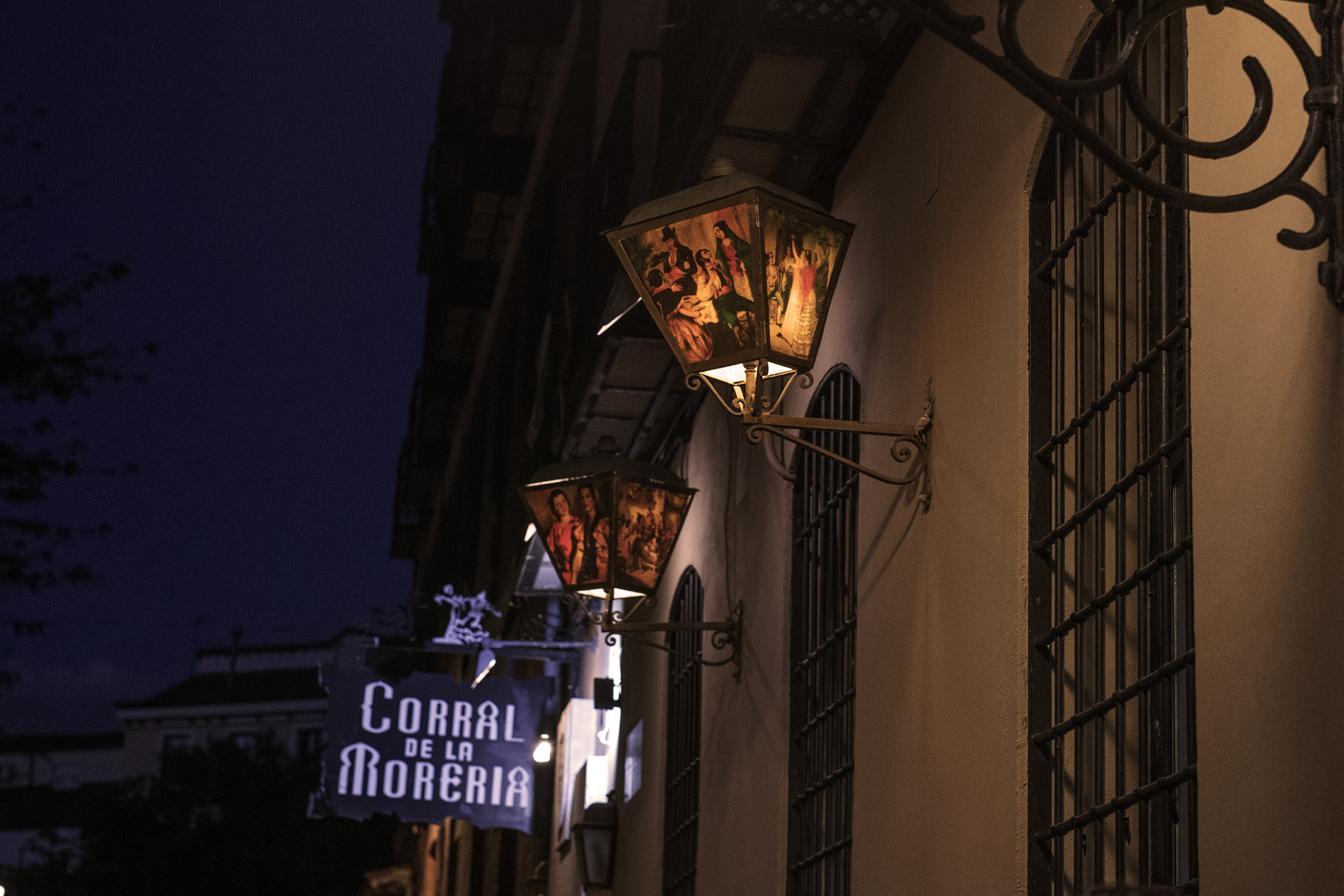 a street lamp on a building