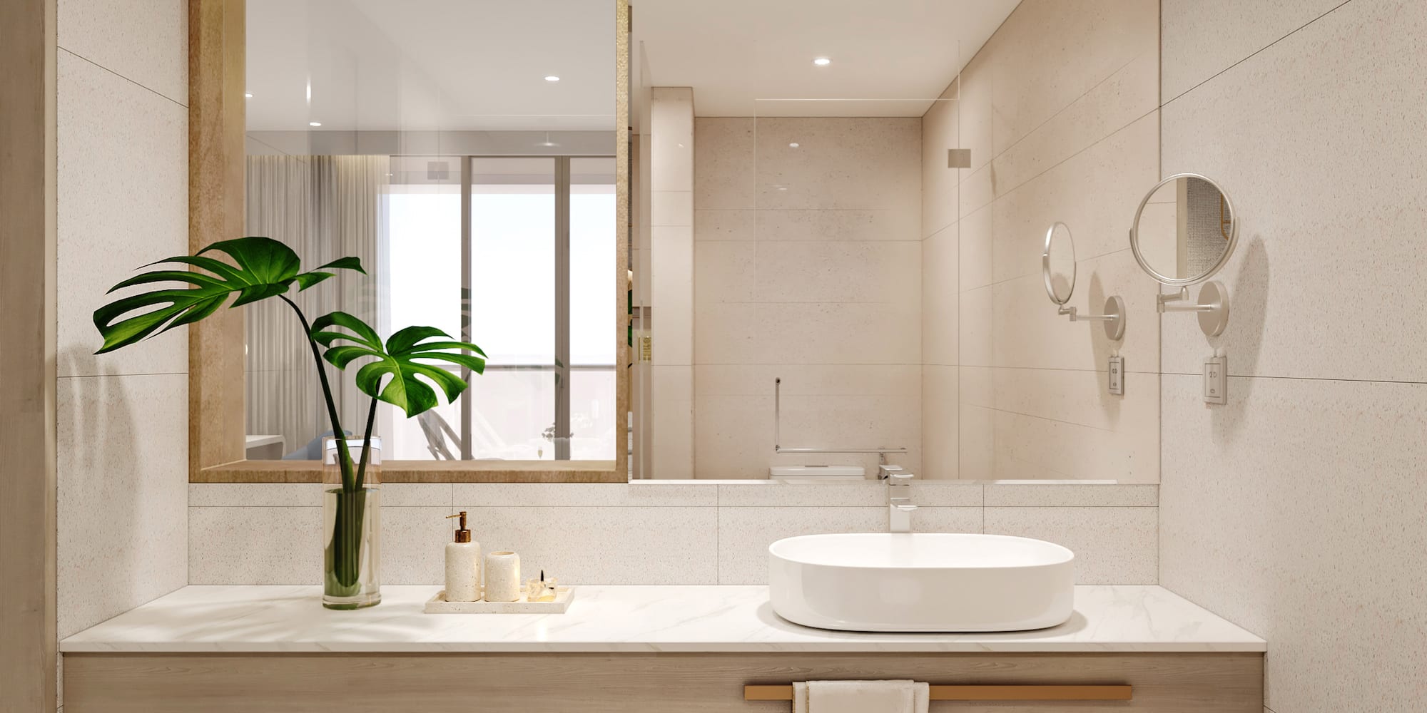 a bathroom with a sink and mirror