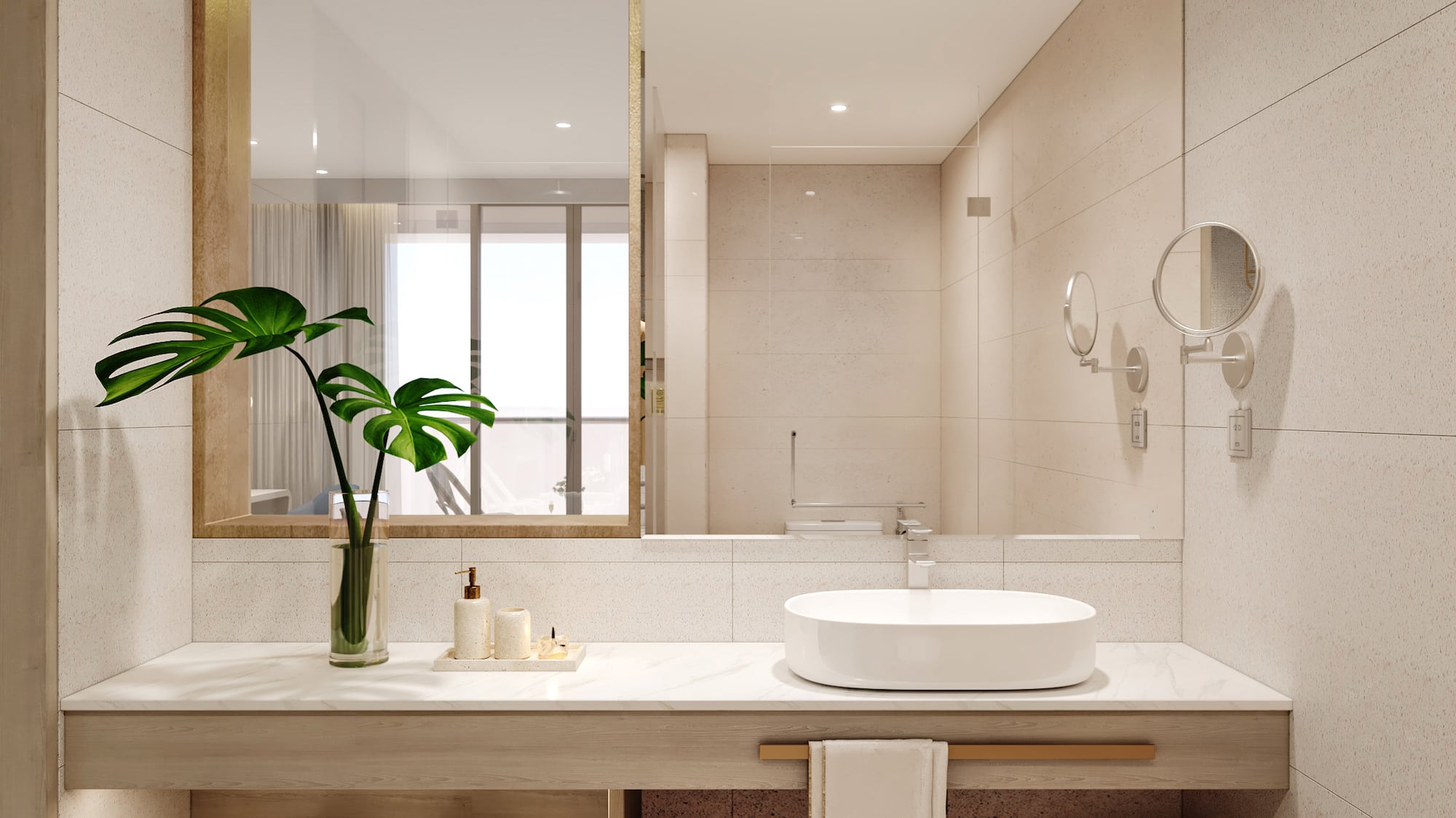 a bathroom with a sink and mirror