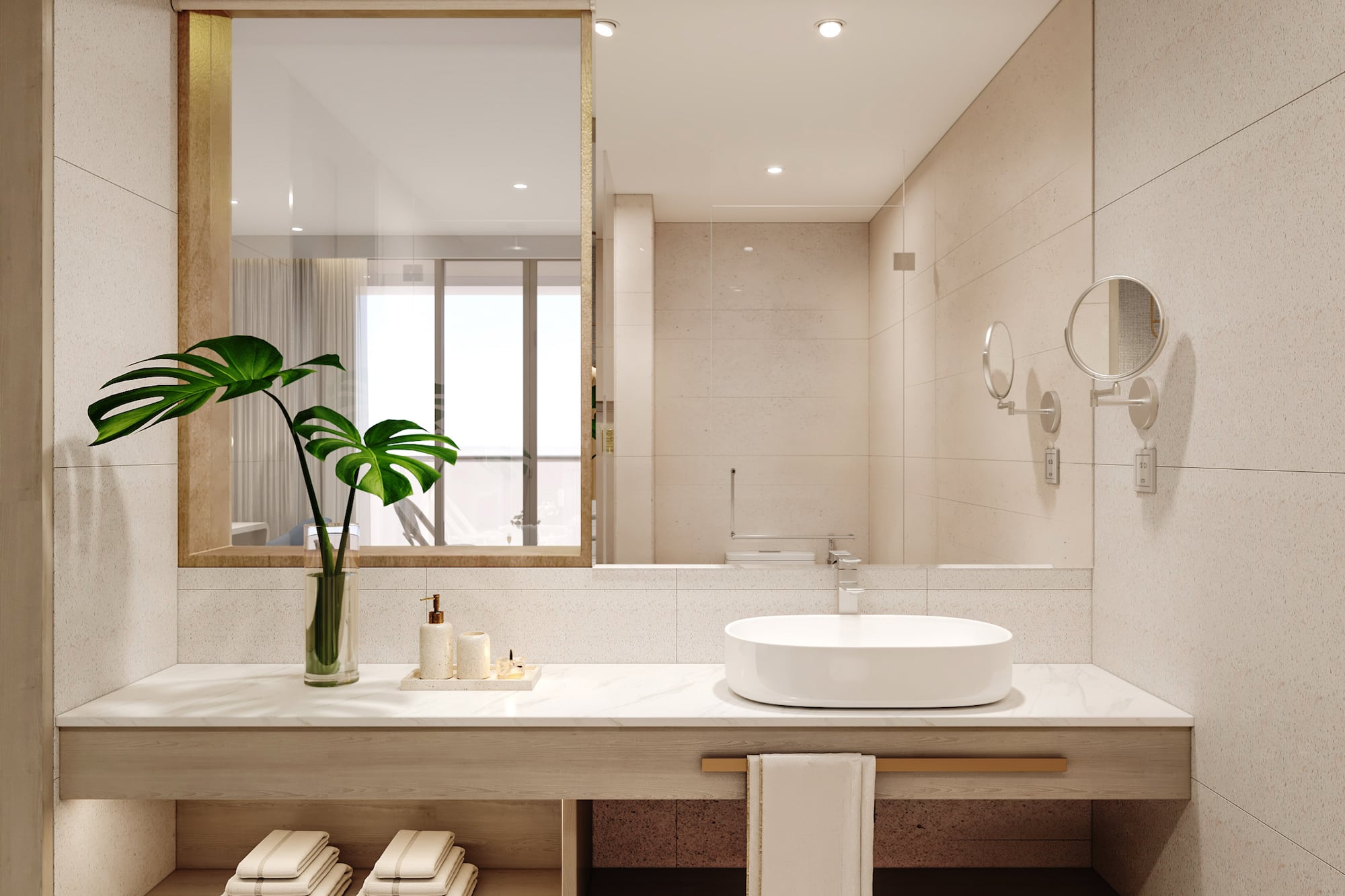 a bathroom with a sink and mirror