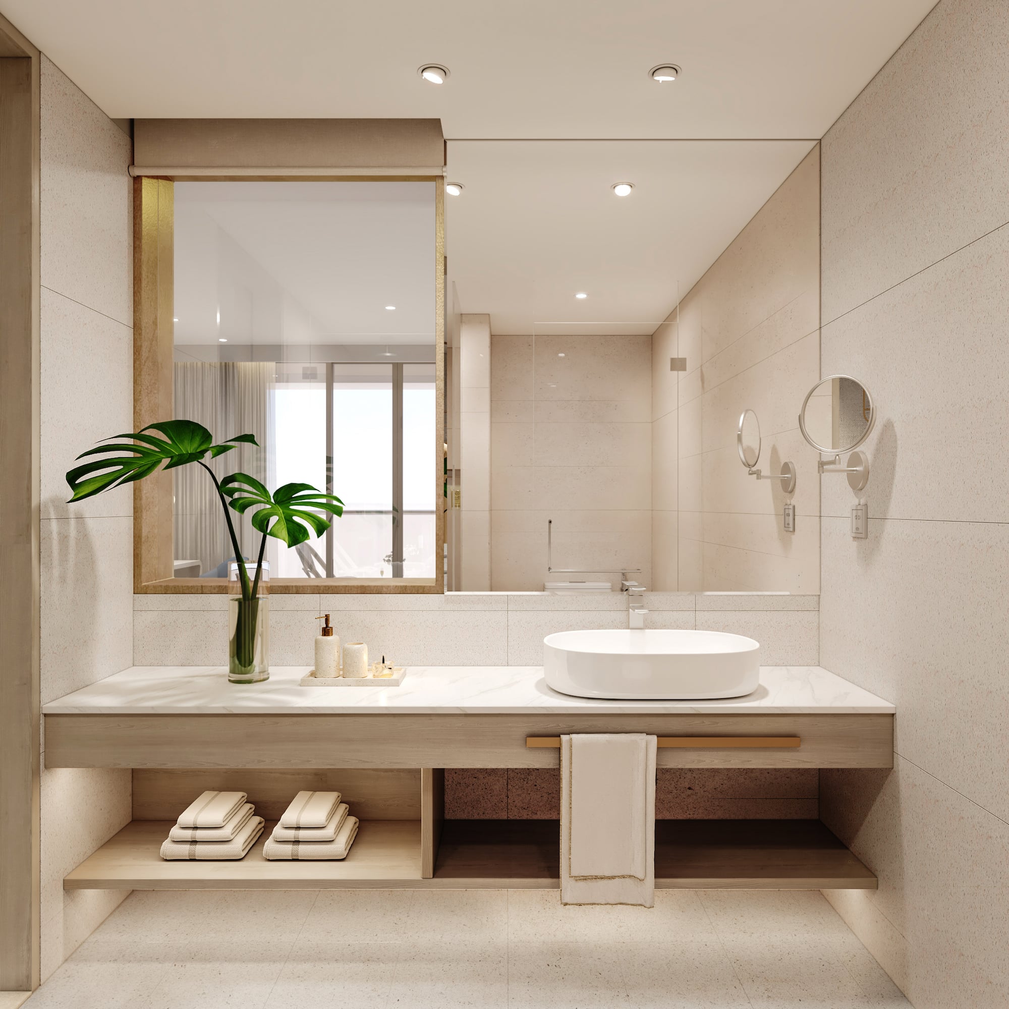 a bathroom with a sink and mirror