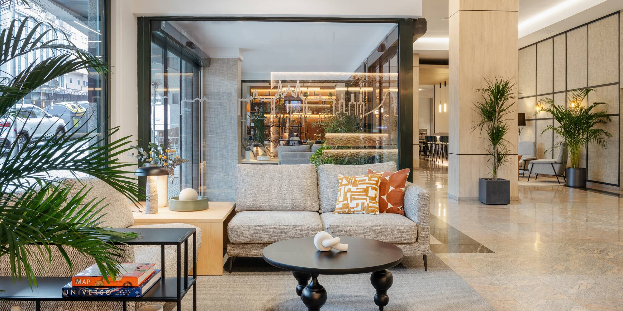 a room with a couch and a coffee table