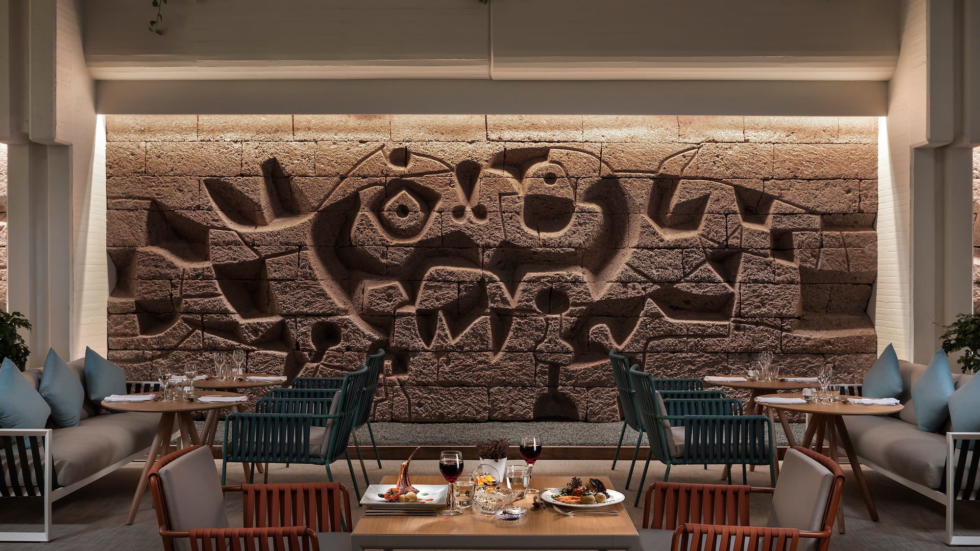 a restaurant with tables and chairs