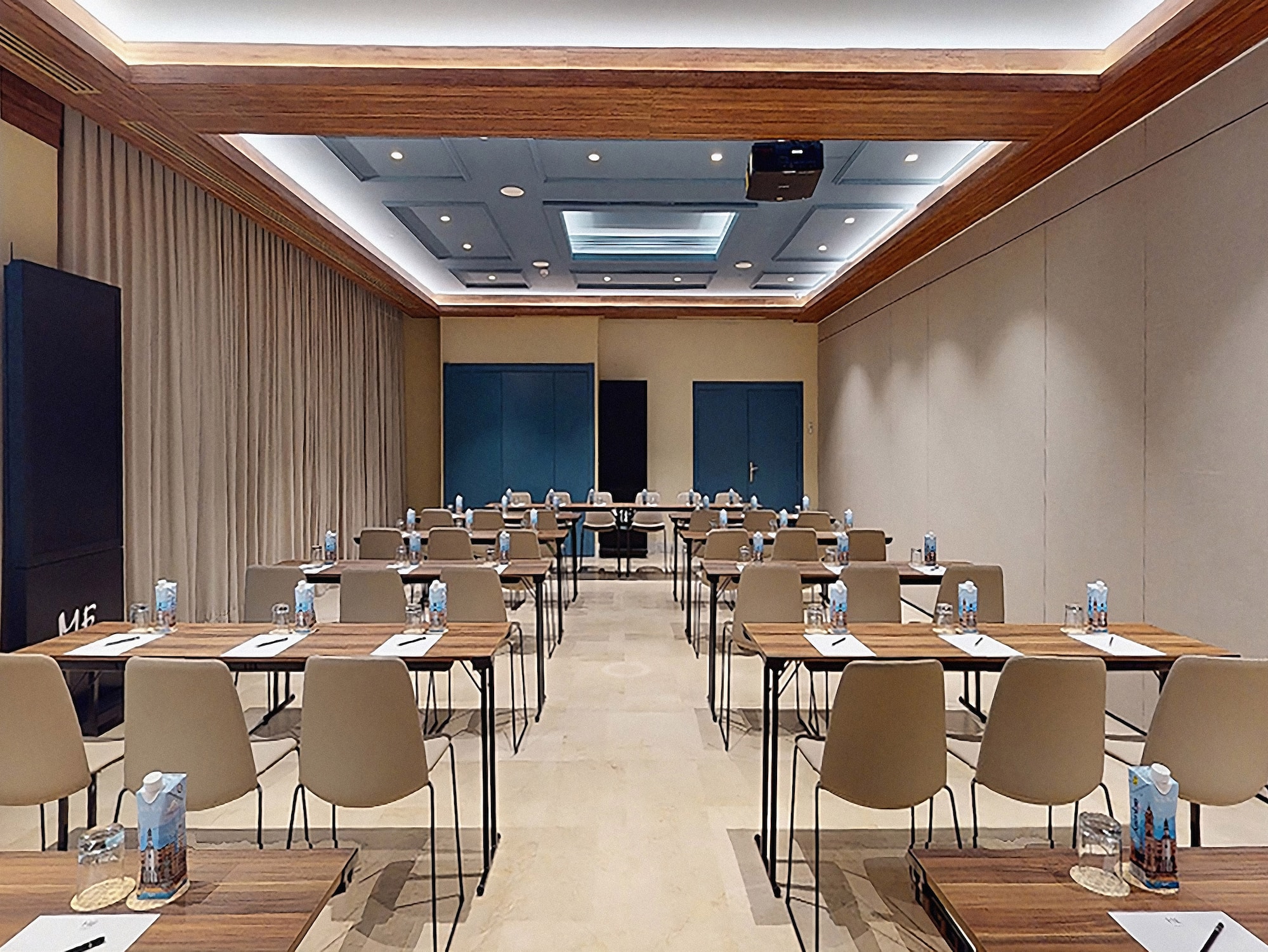 a room with tables and chairs