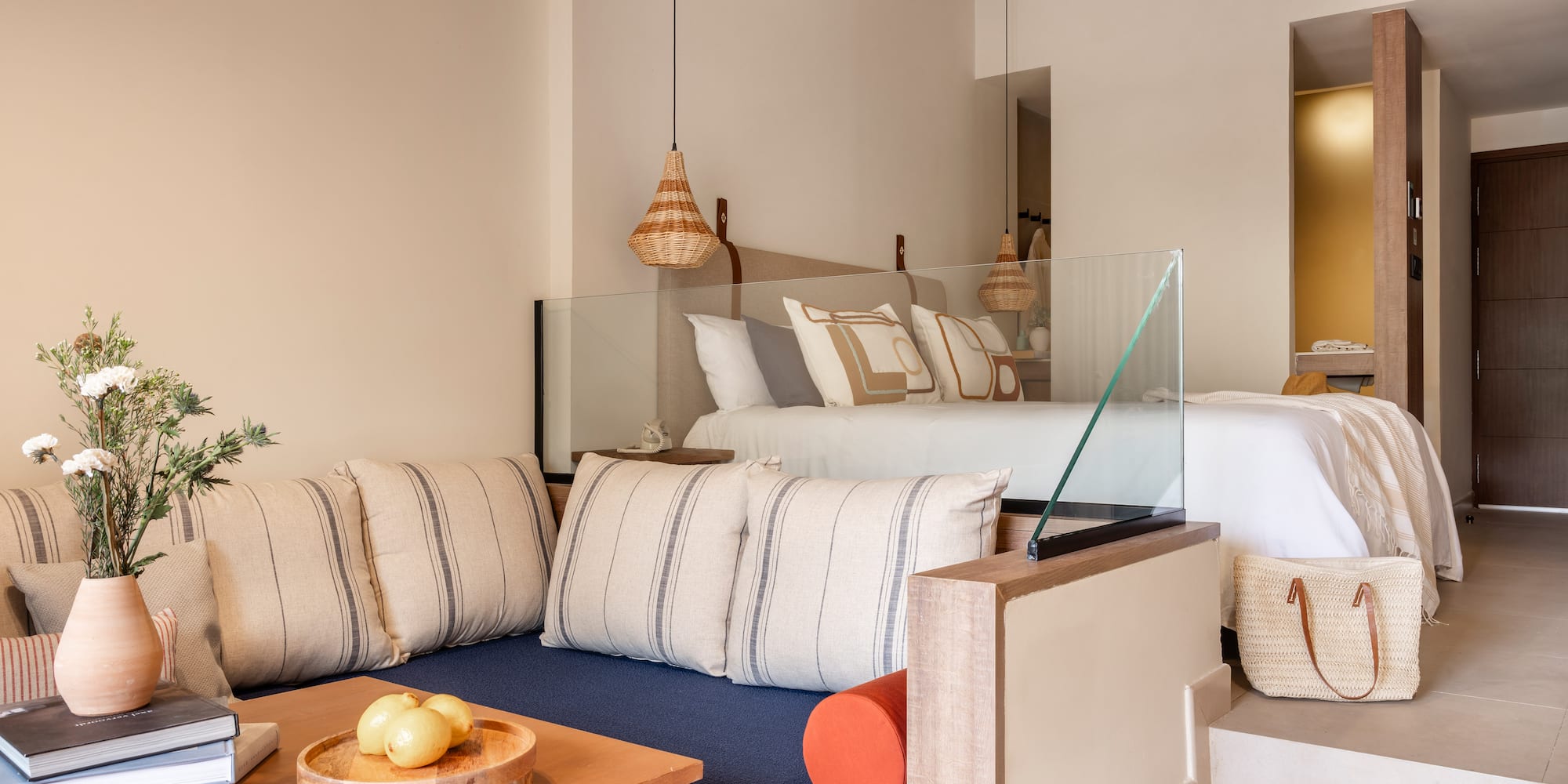 a room with a bed and a couch