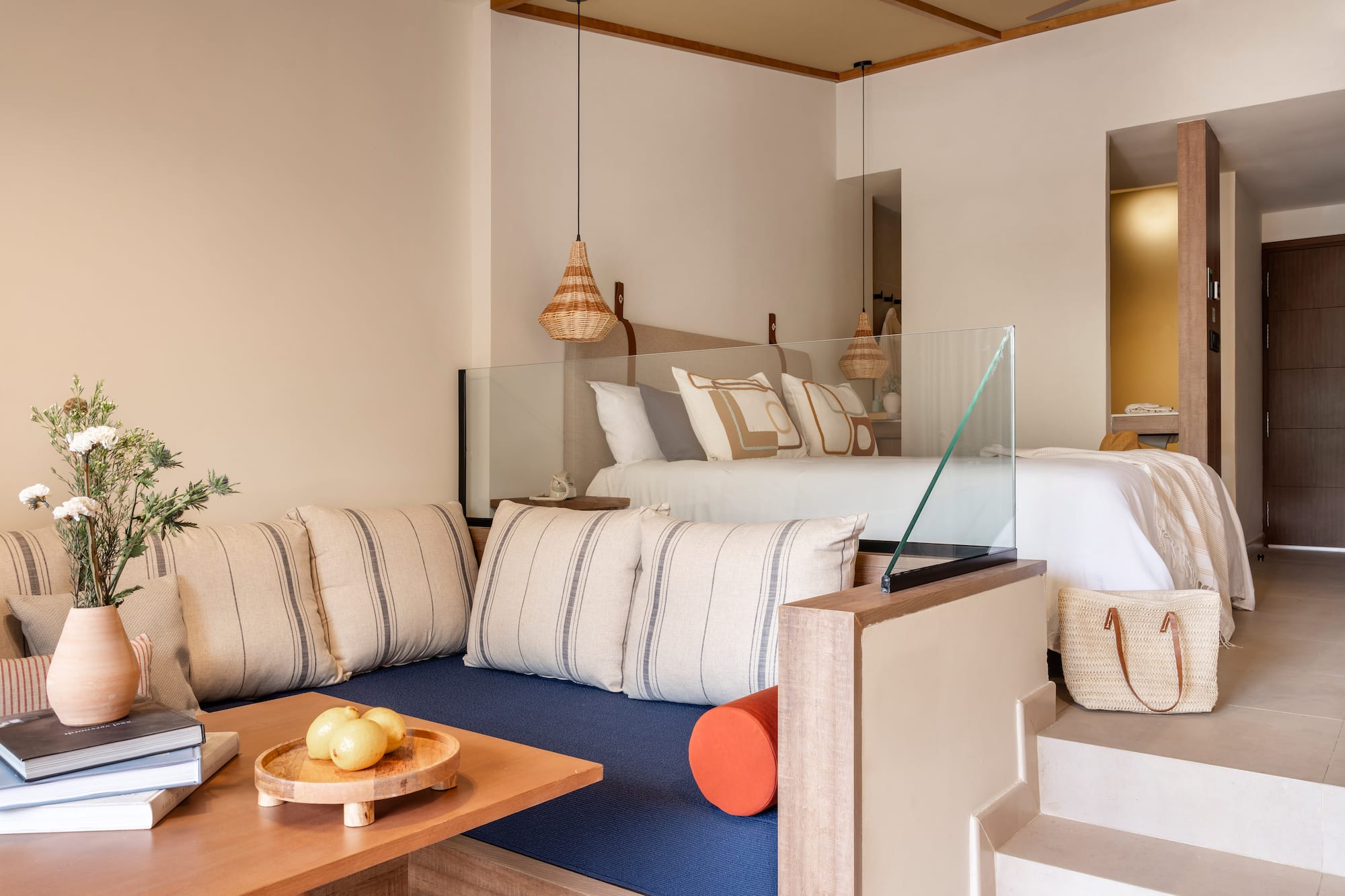 a room with a bed and a couch