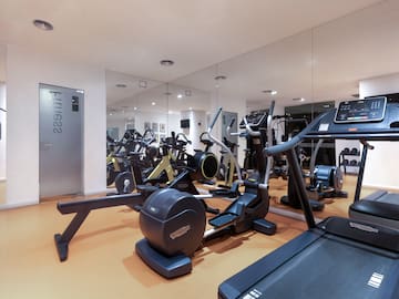 a room with exercise machines