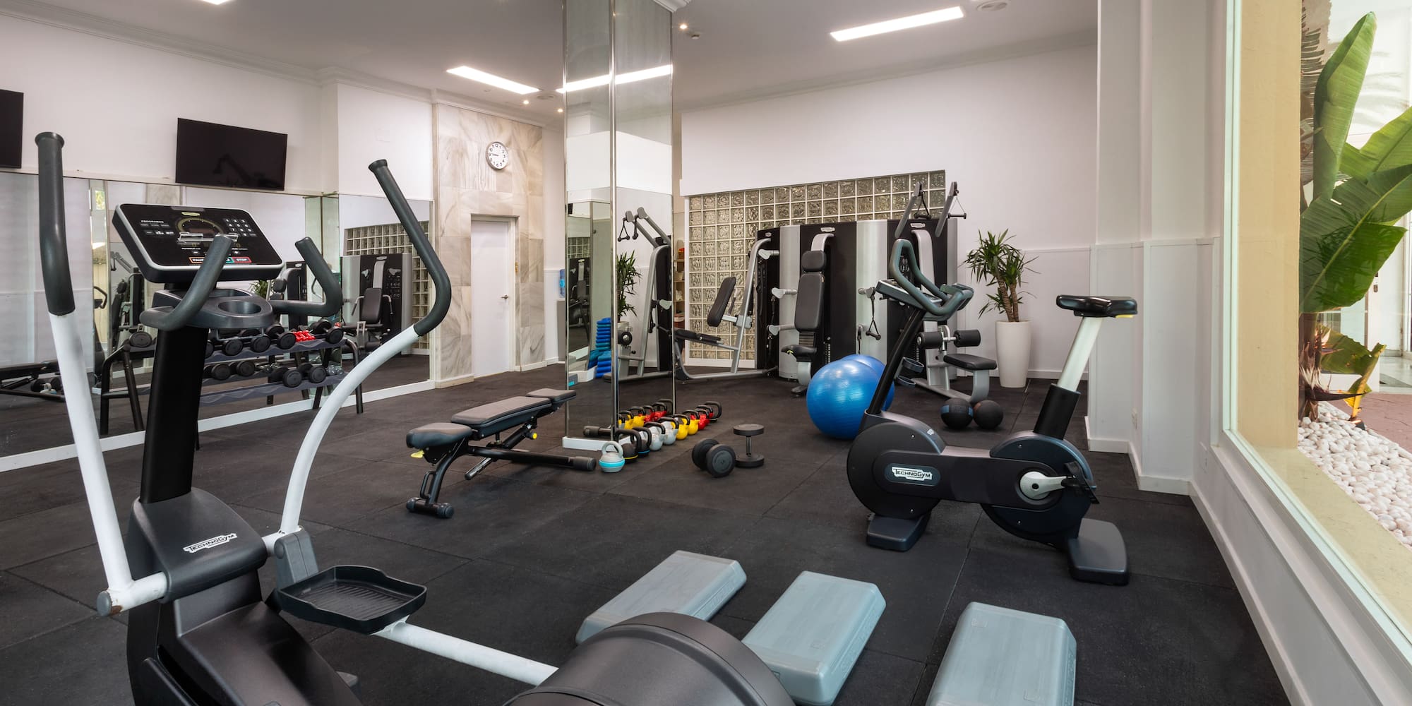 a room with exercise equipment