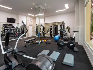 a room with exercise equipment