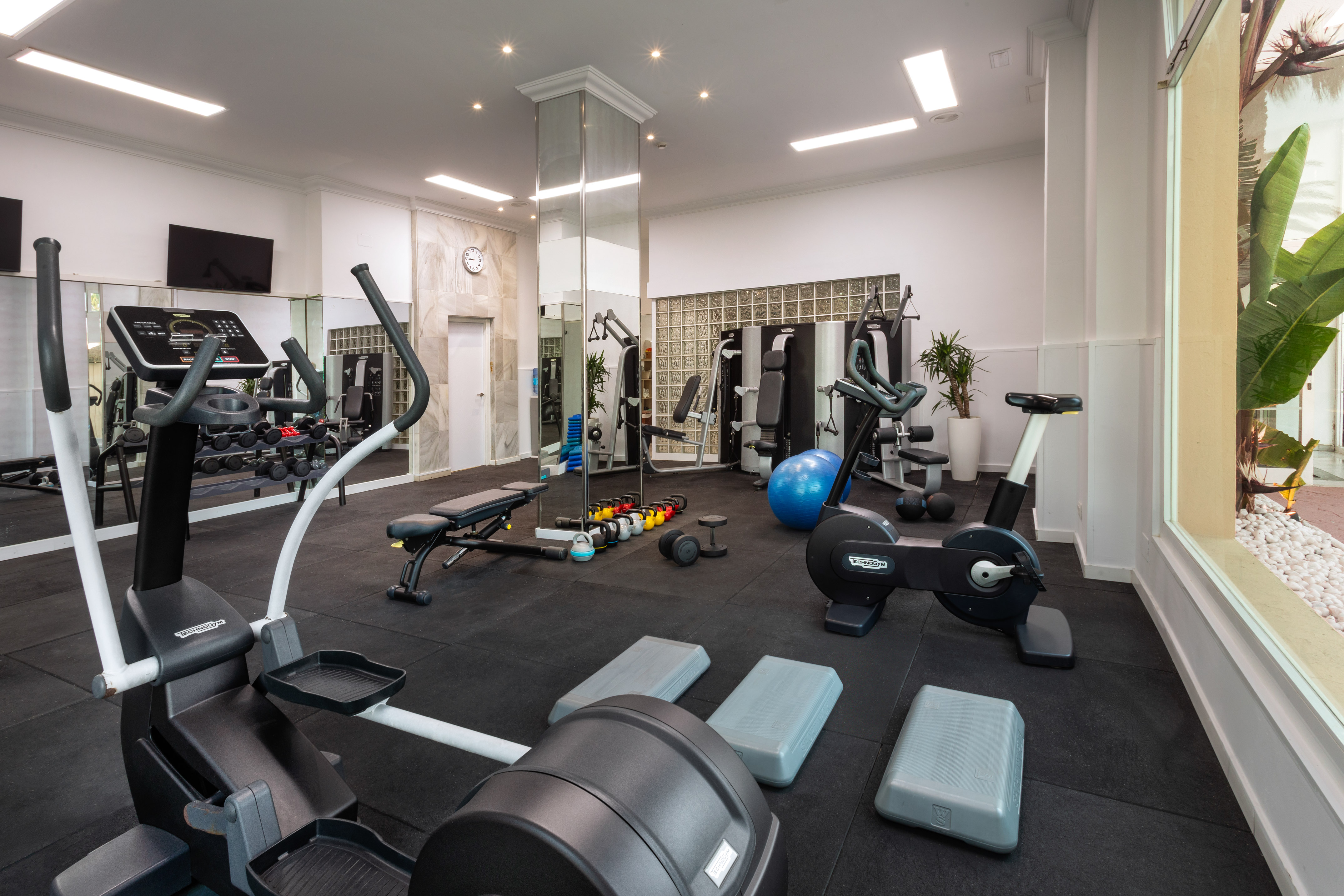 a room with exercise equipment