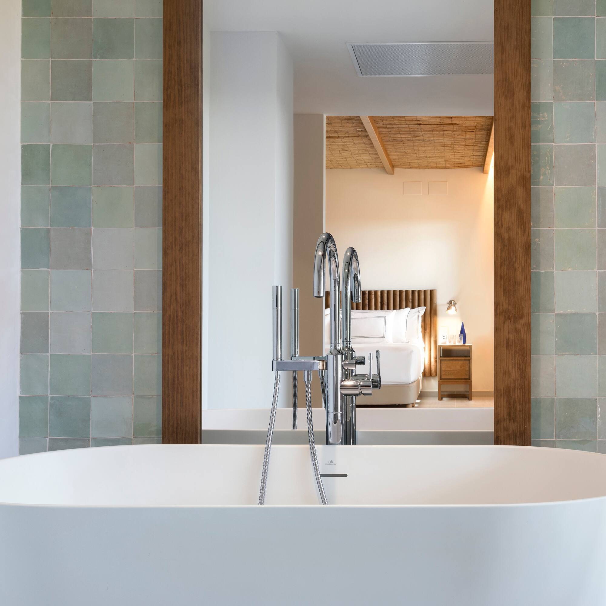 a bathtub in a bathroom