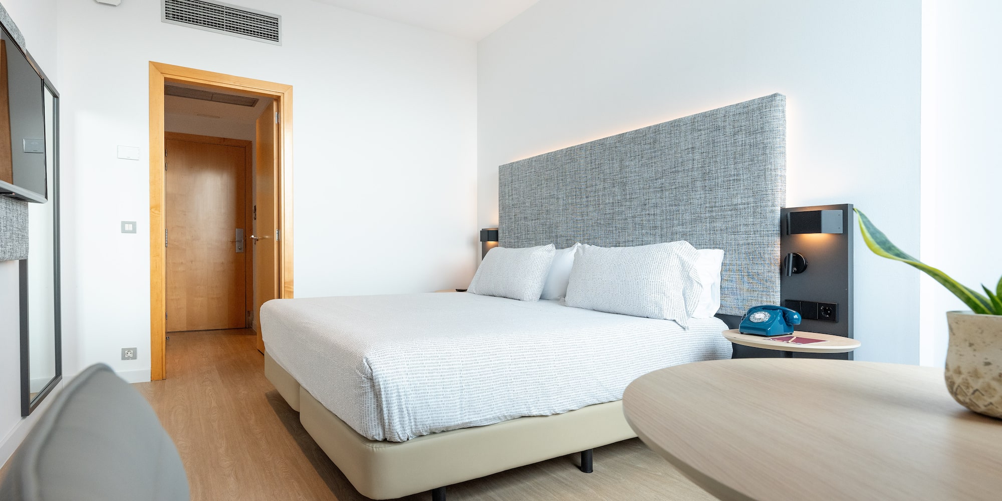a bed in a room