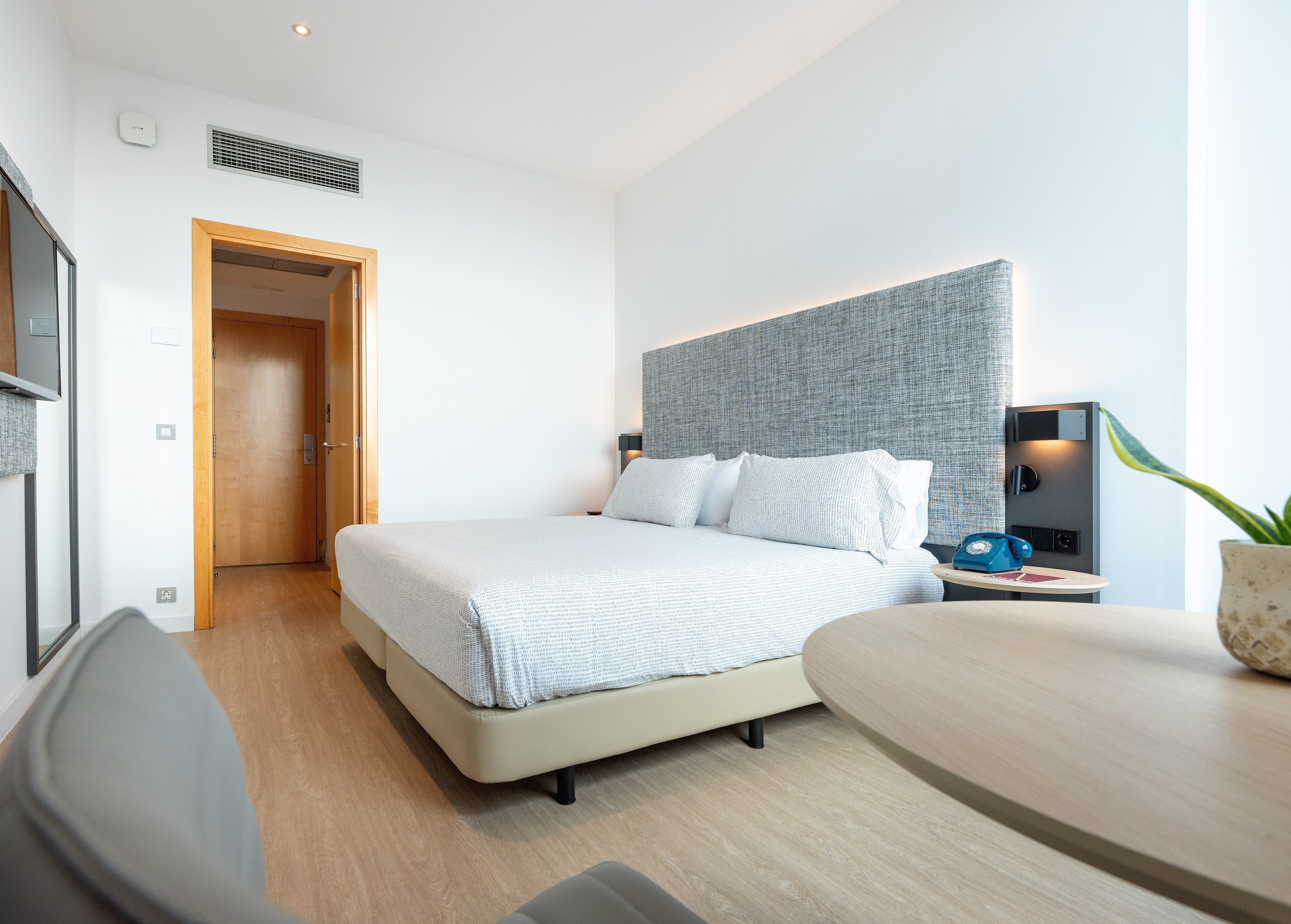 a bed in a room