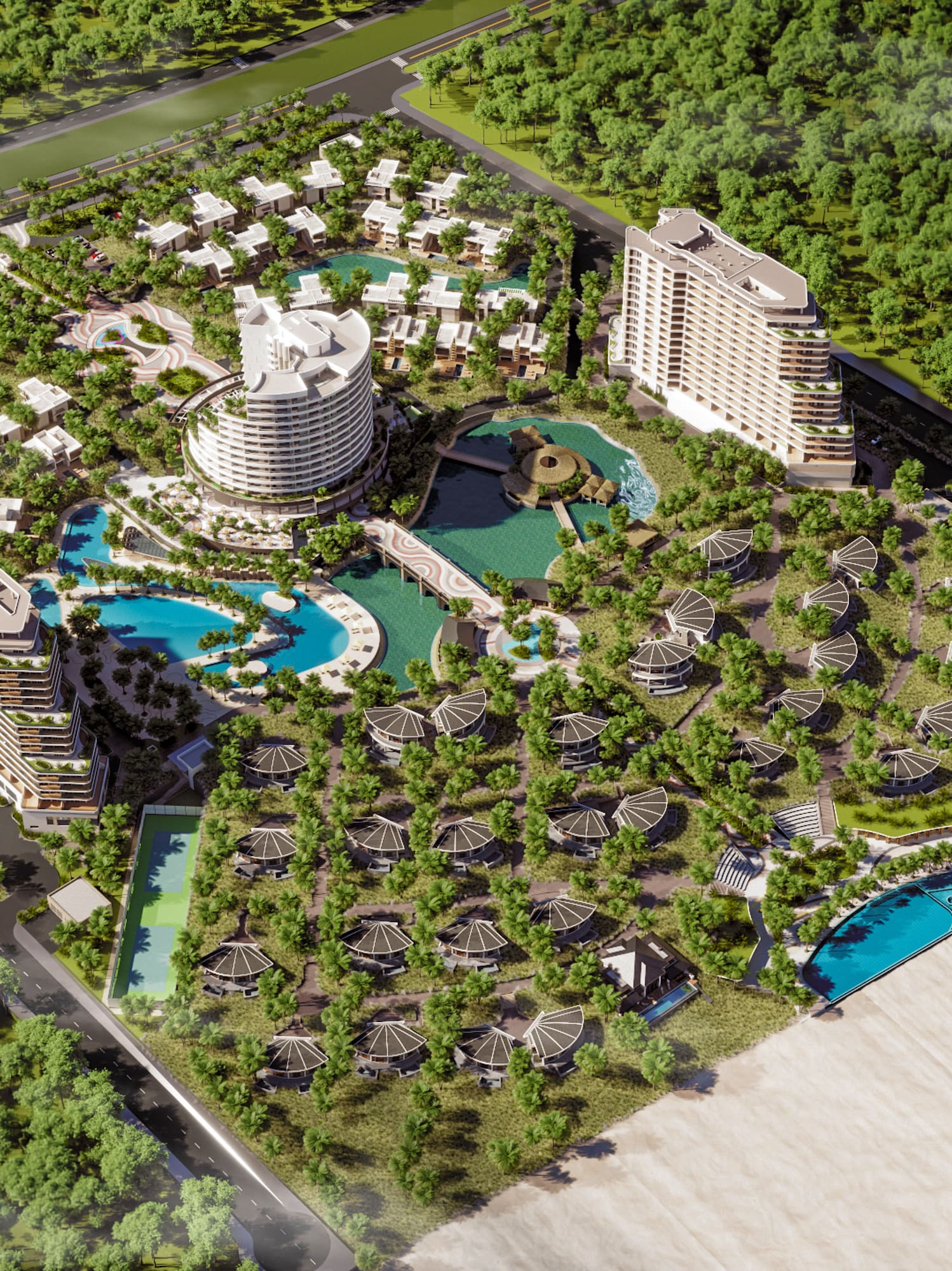 a aerial view of a resort