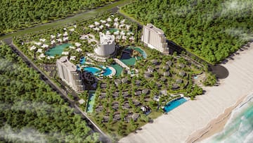 a aerial view of a resort