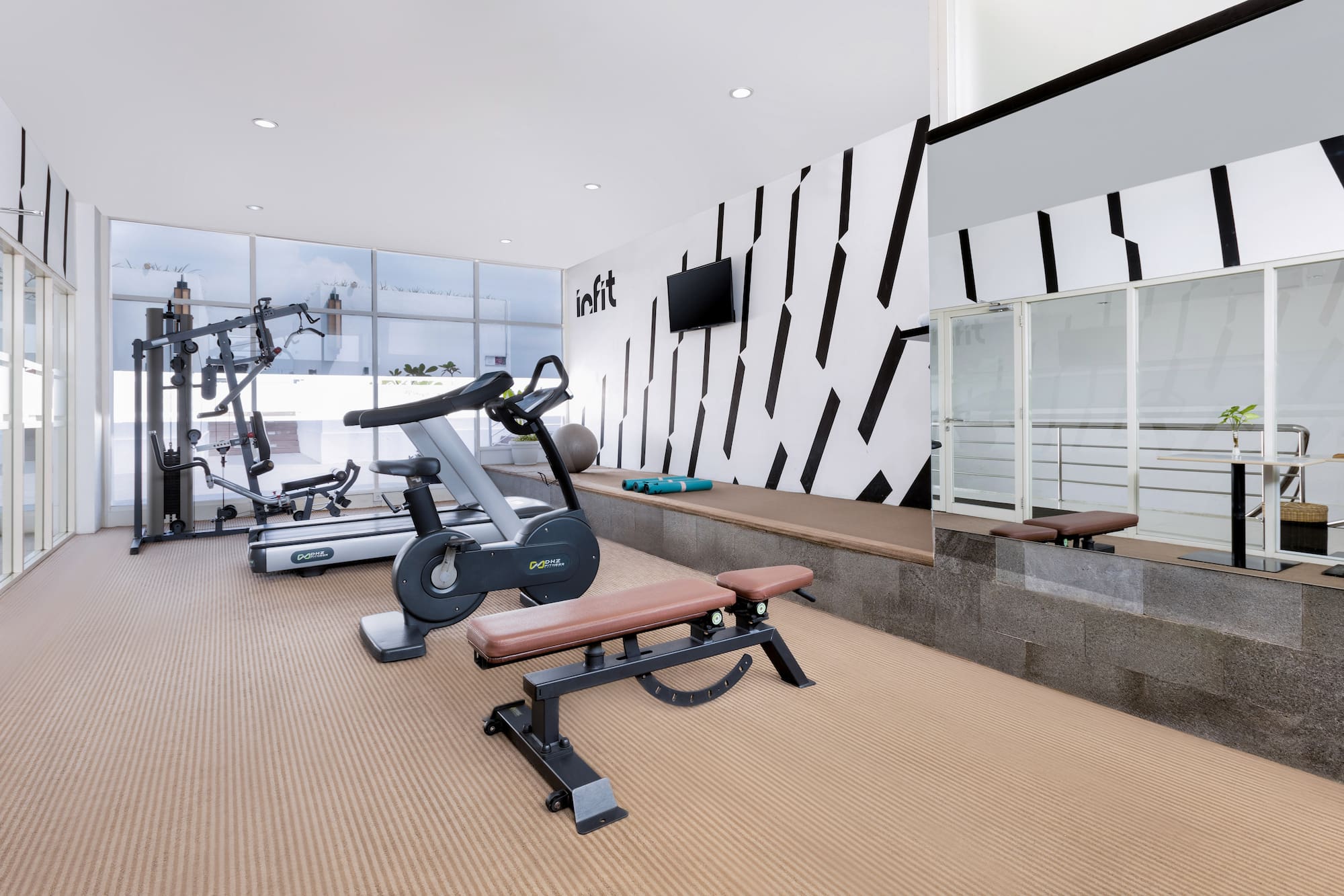 a room with exercise equipment