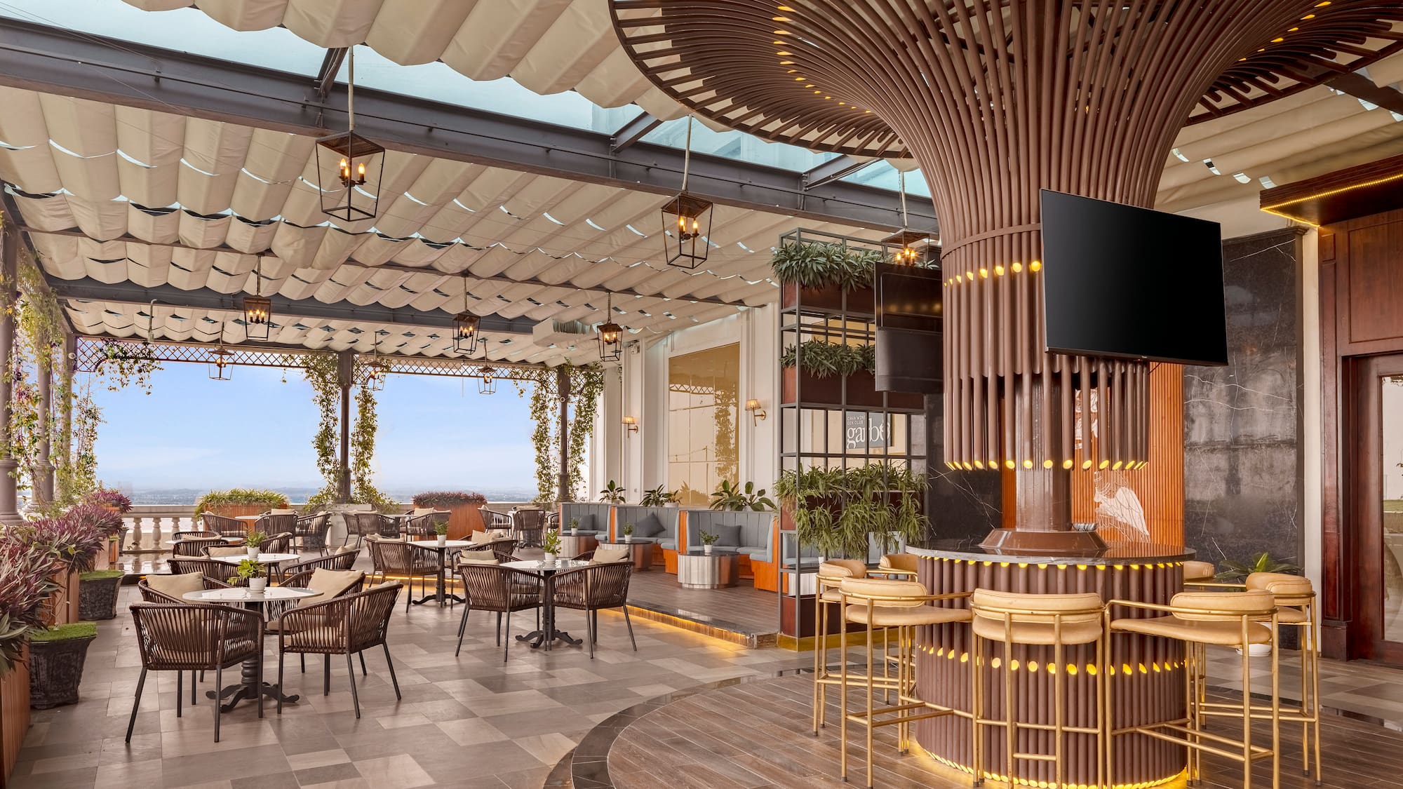 a restaurant with tables and chairs