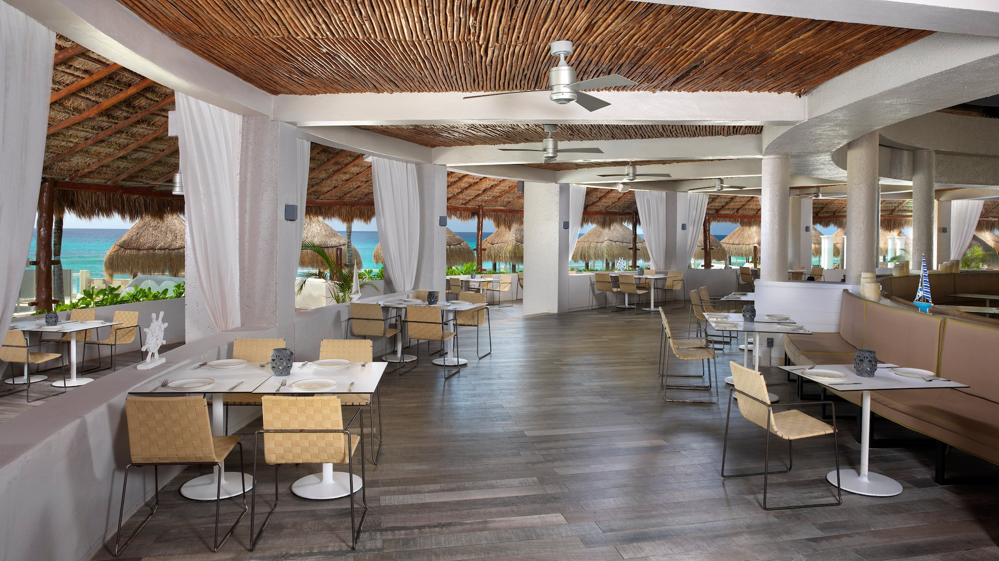 a room with tables and chairs