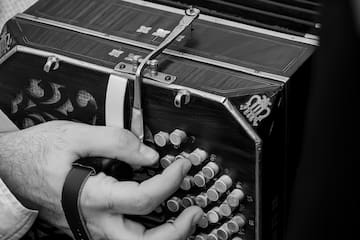 a person playing an accordion