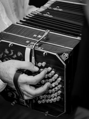 a person playing an accordion