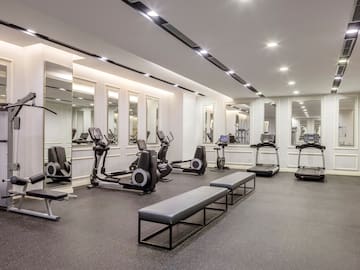 a gym with exercise equipment