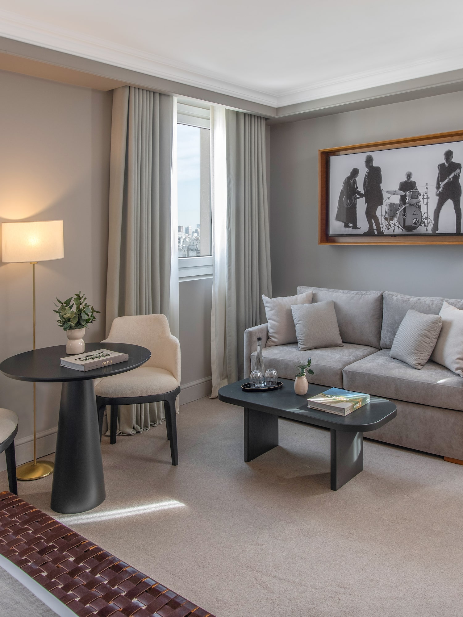 a room with a couch and a table