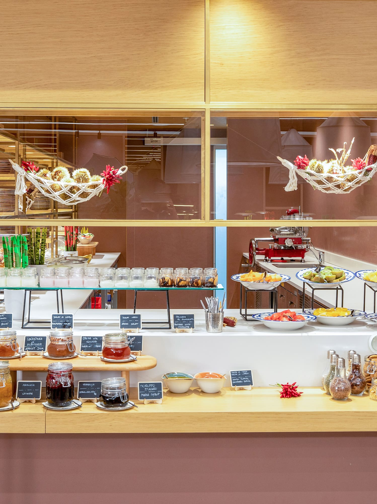 a counter with food on it