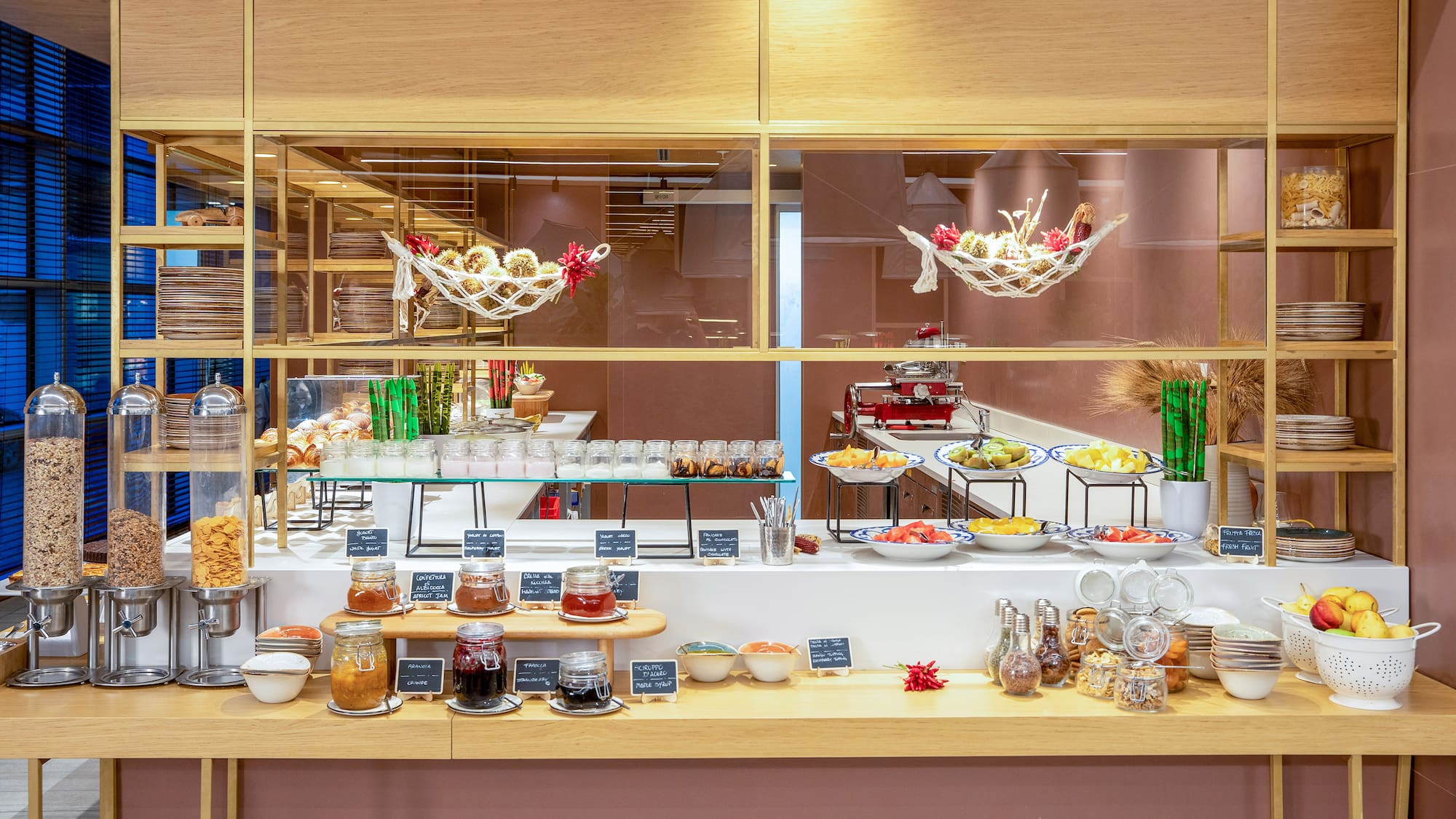 a counter with food on it