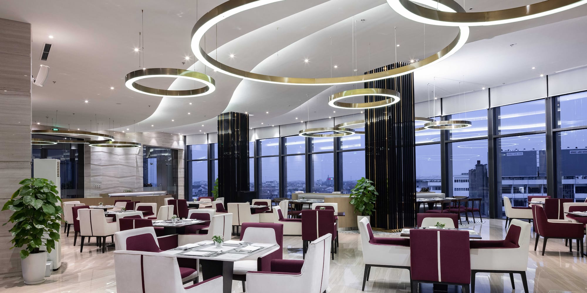 a restaurant with tables and chairs