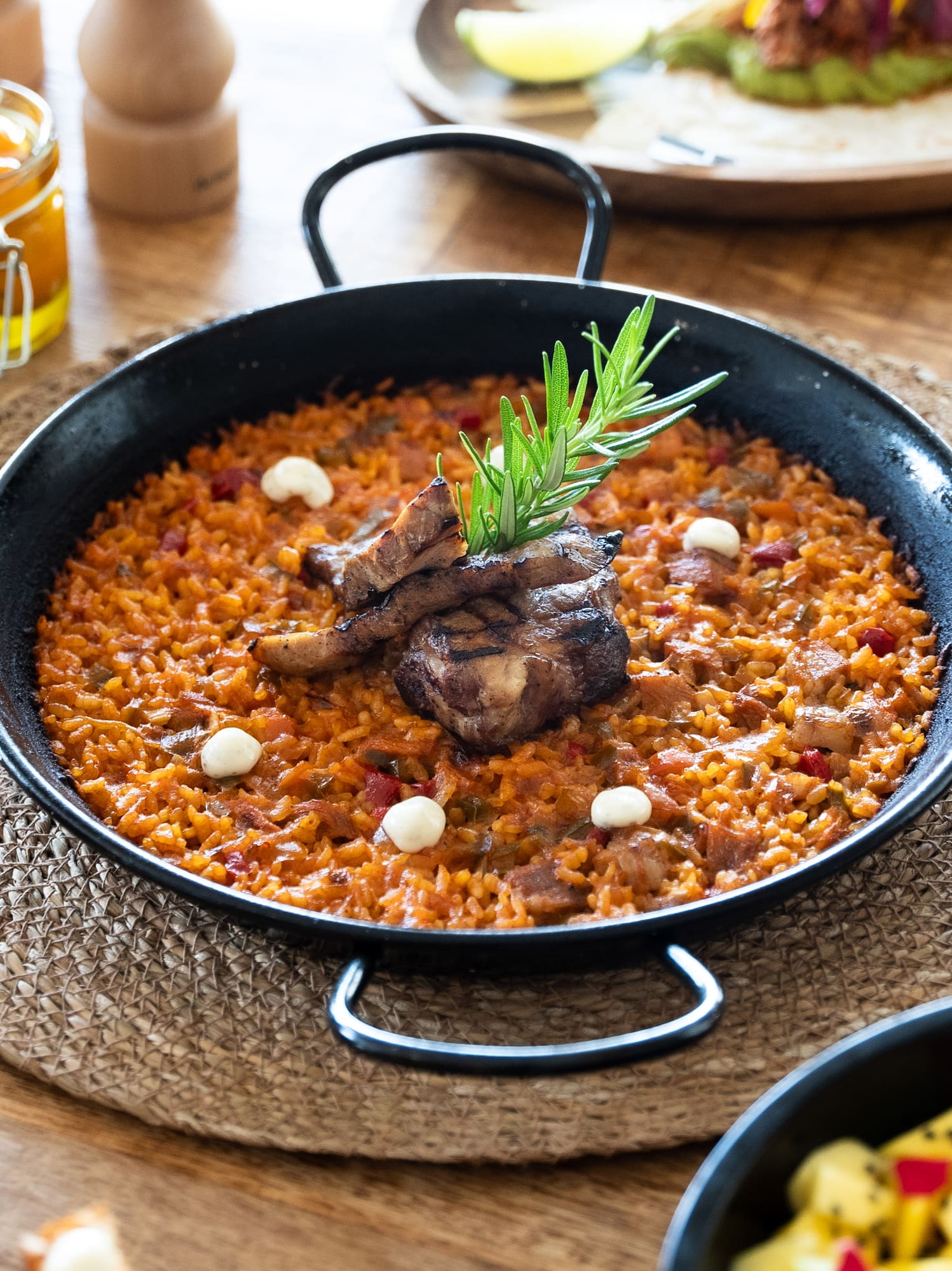 a pan of food on a table