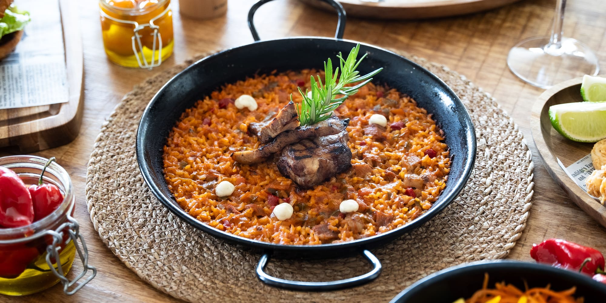a pan of food on a table