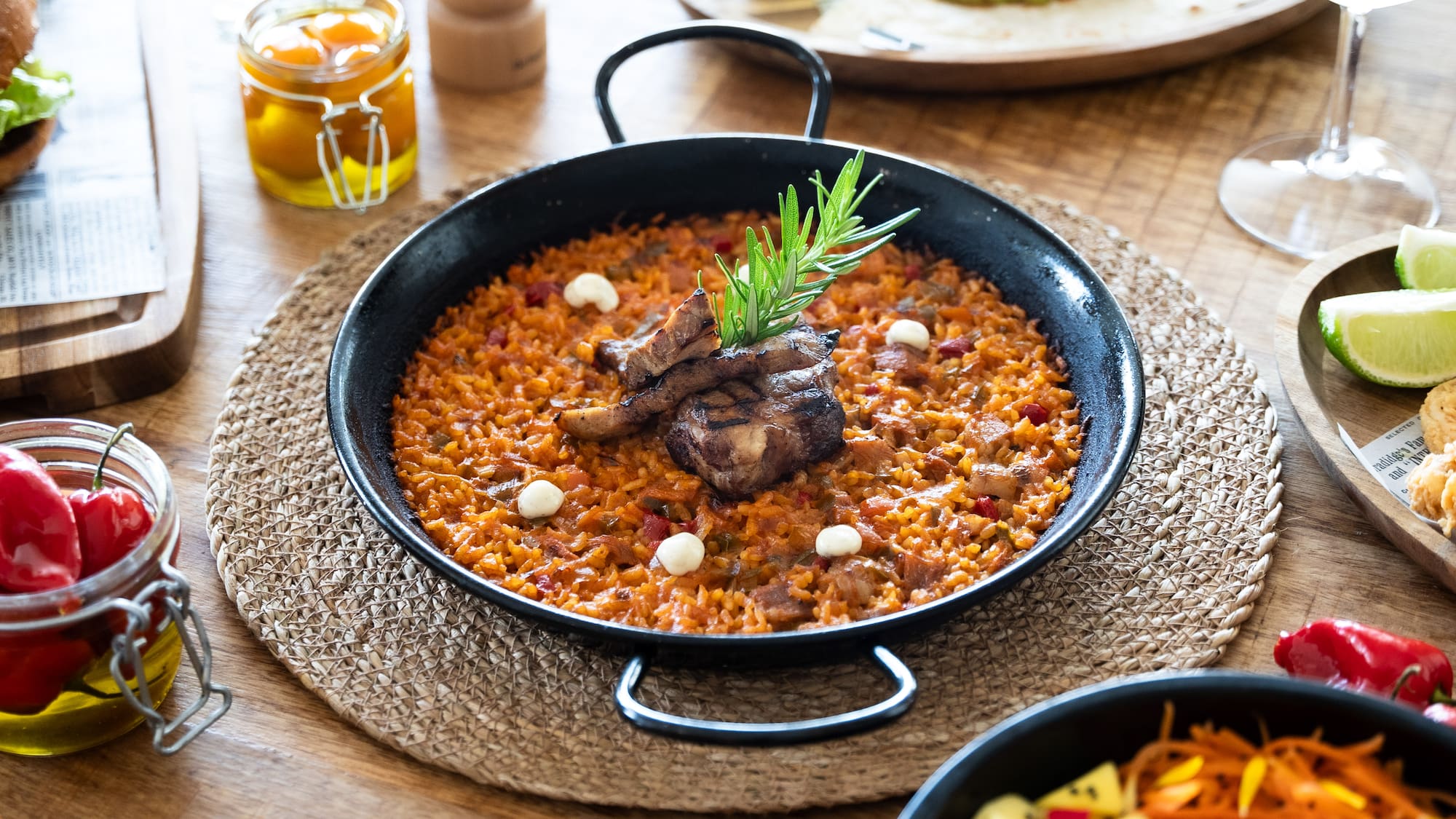 a pan of food on a table