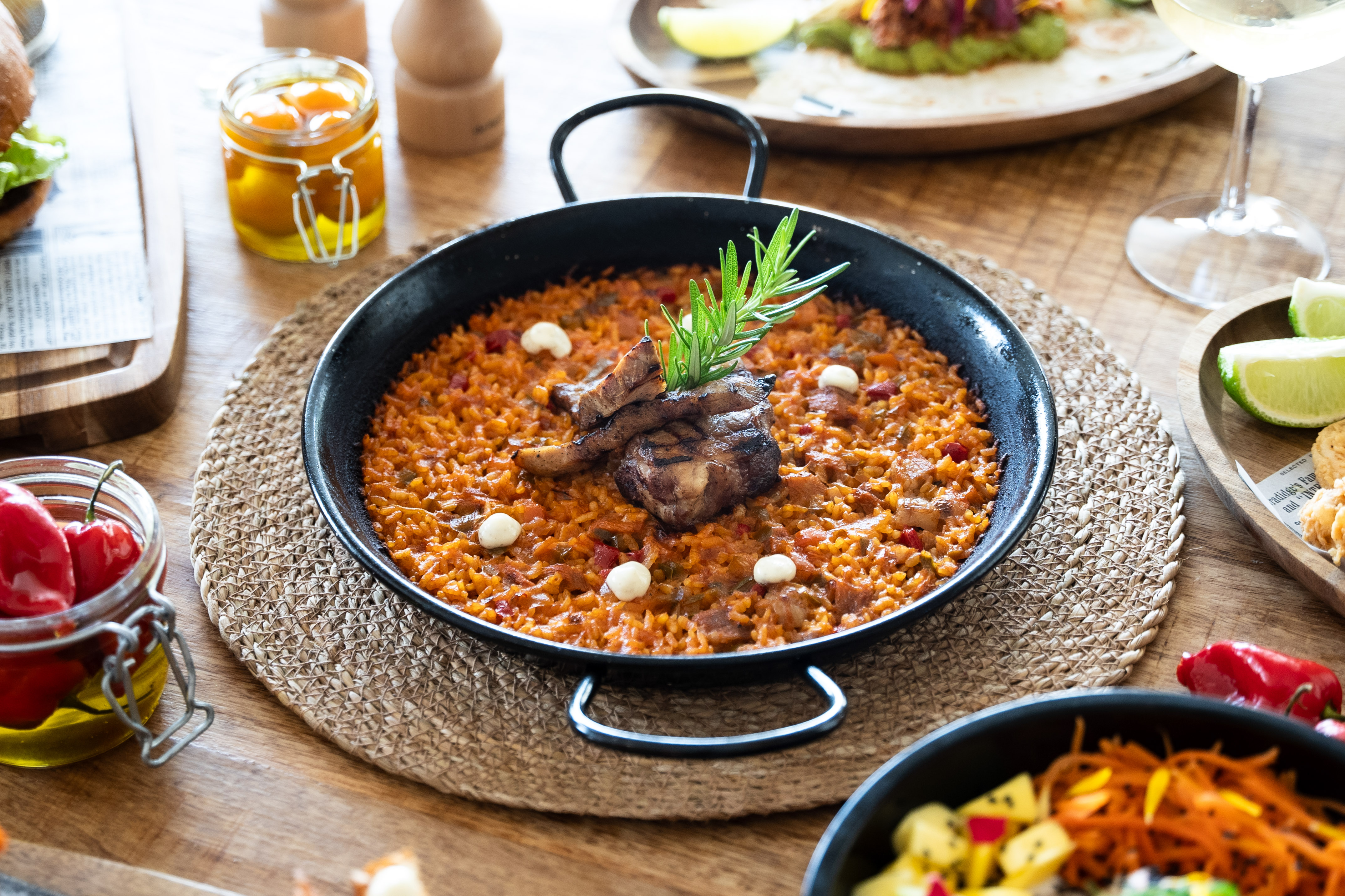 a pan of food on a table
