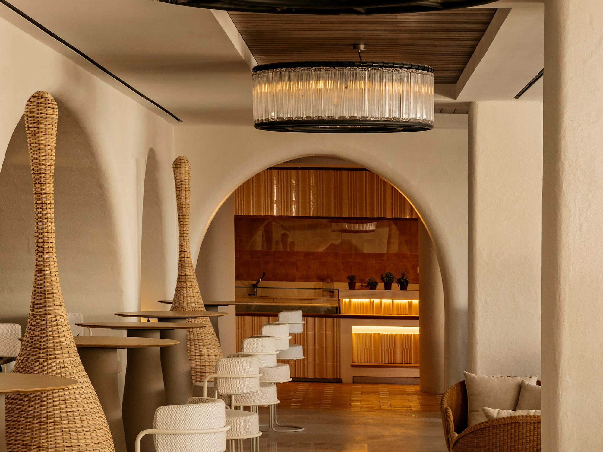 a room with tables and chairs