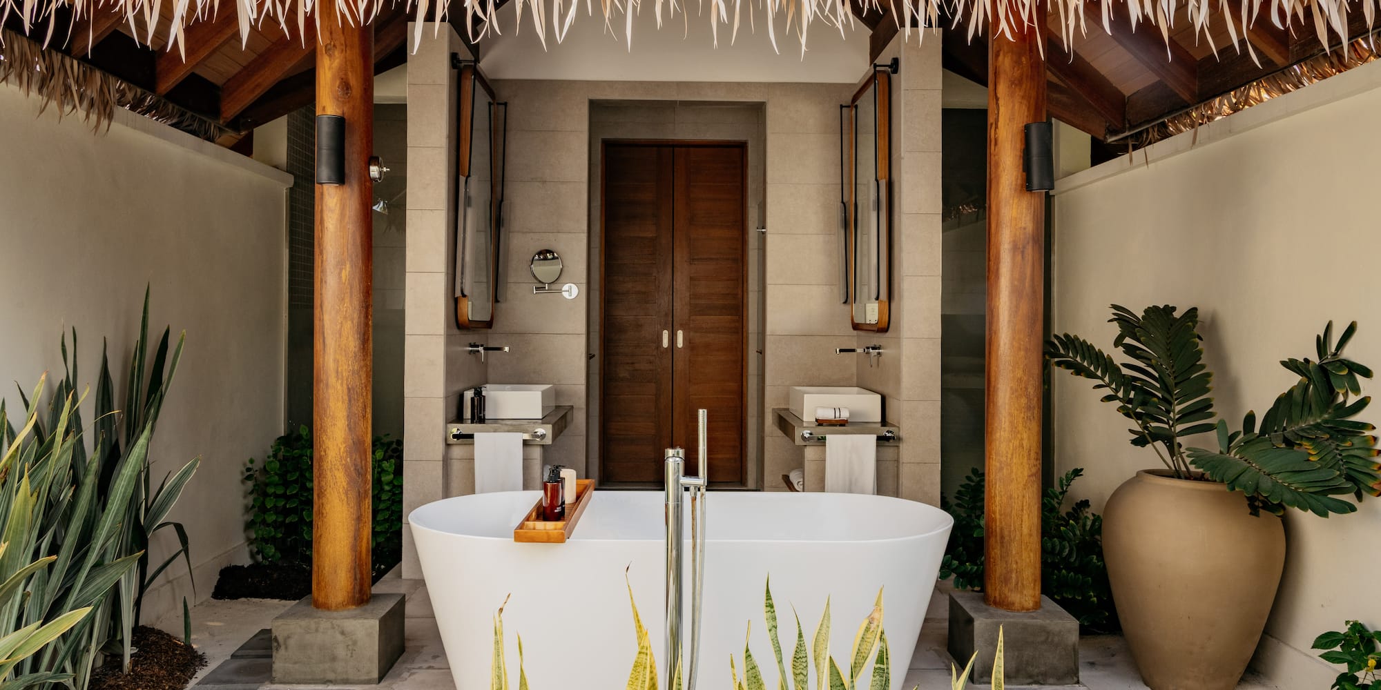 a bathtub in a bathroom