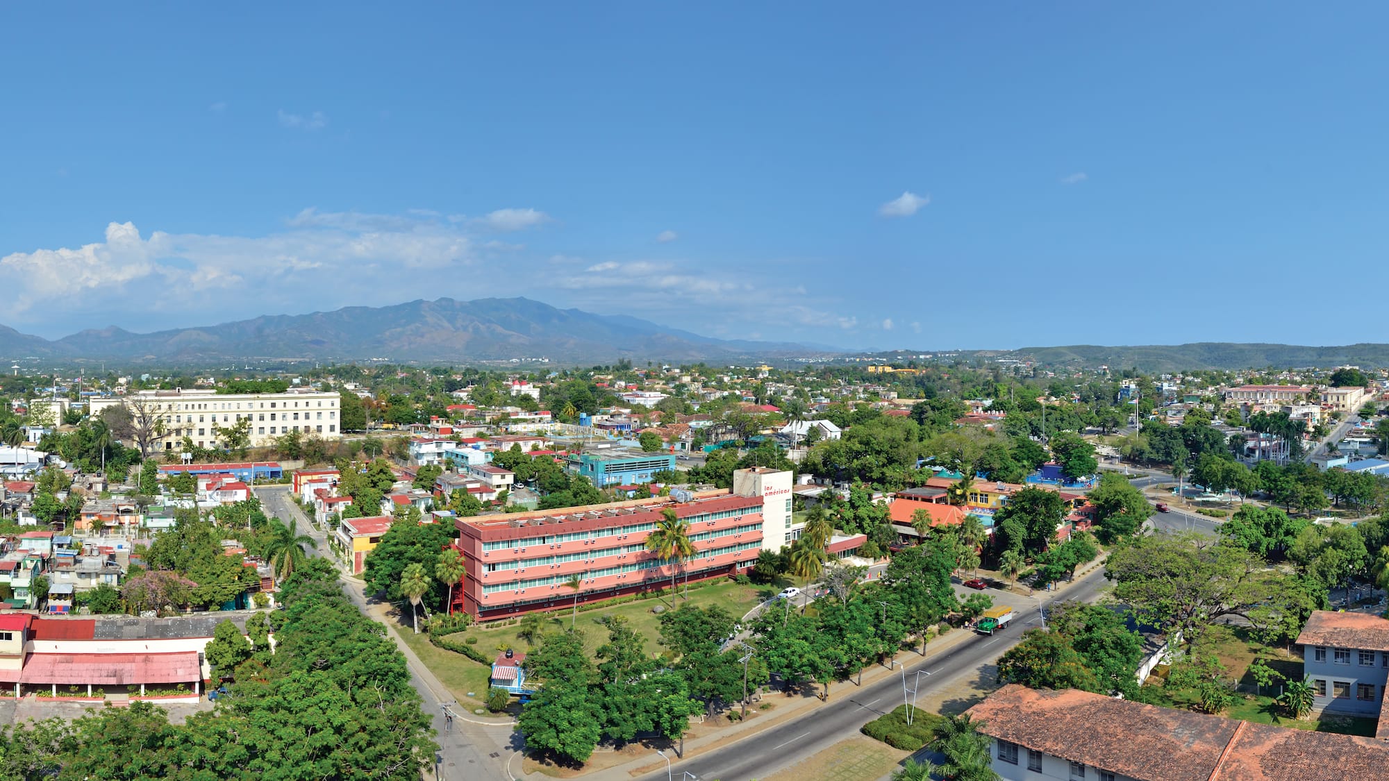 a high angle view of a city