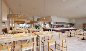 a restaurant with tables and chairs