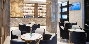 a room with tables and chairs