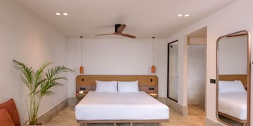 a bed in a room