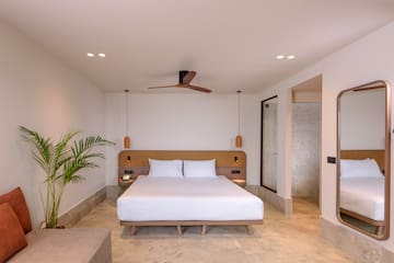 a bed in a room