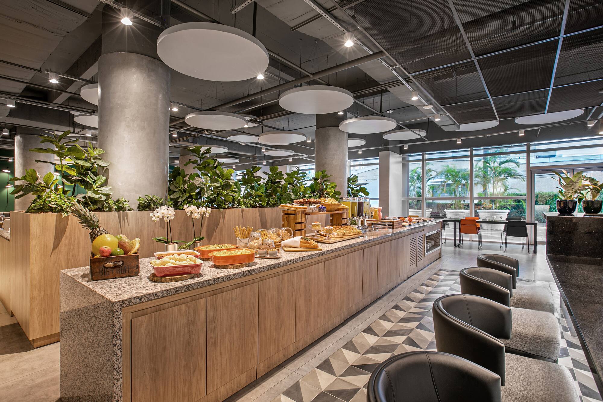 a buffet table with food on it