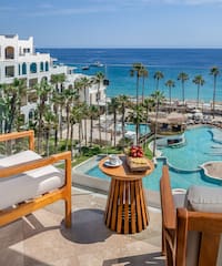 a view of a resort from a balcony