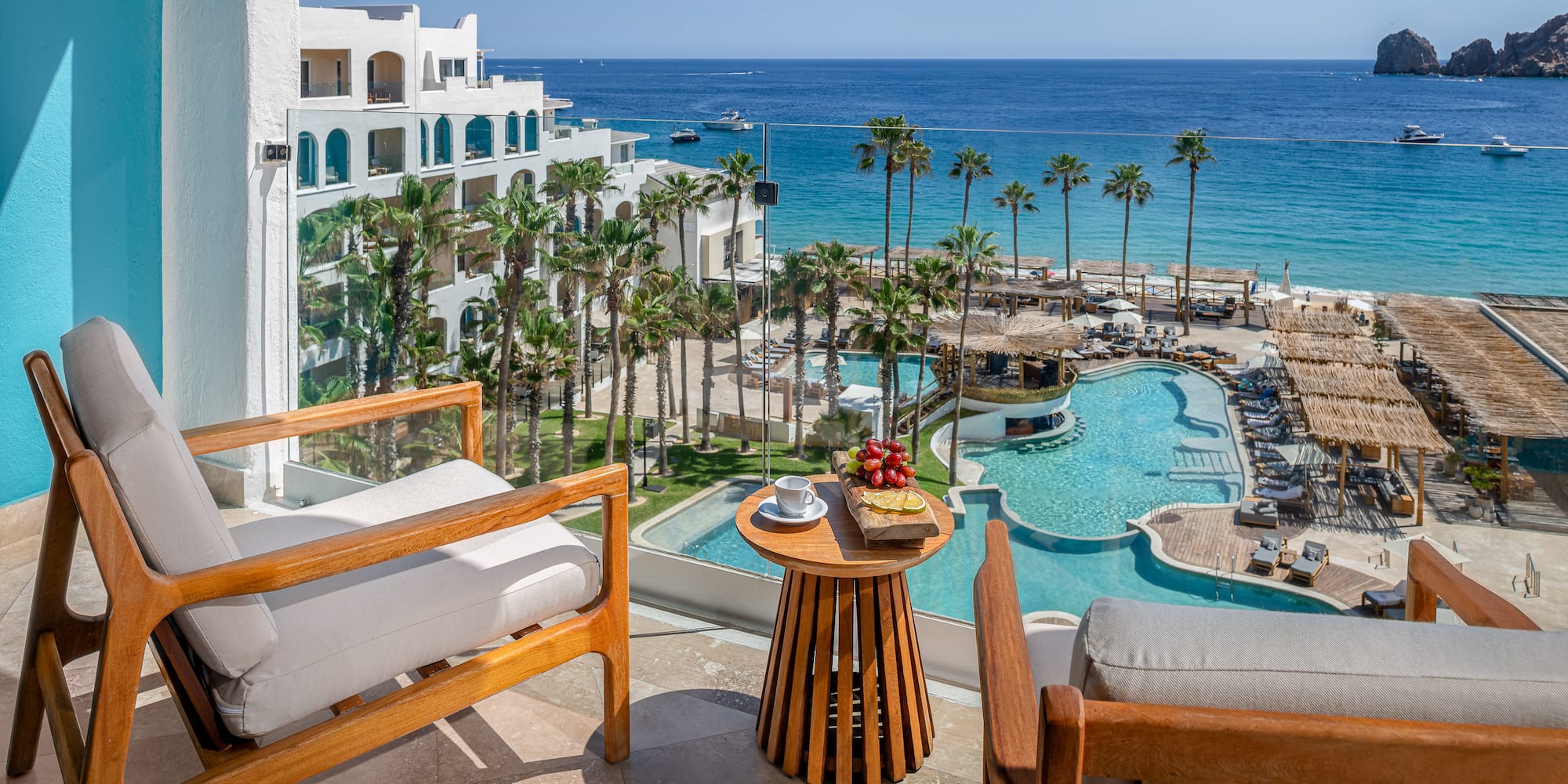 a view of a resort from a balcony