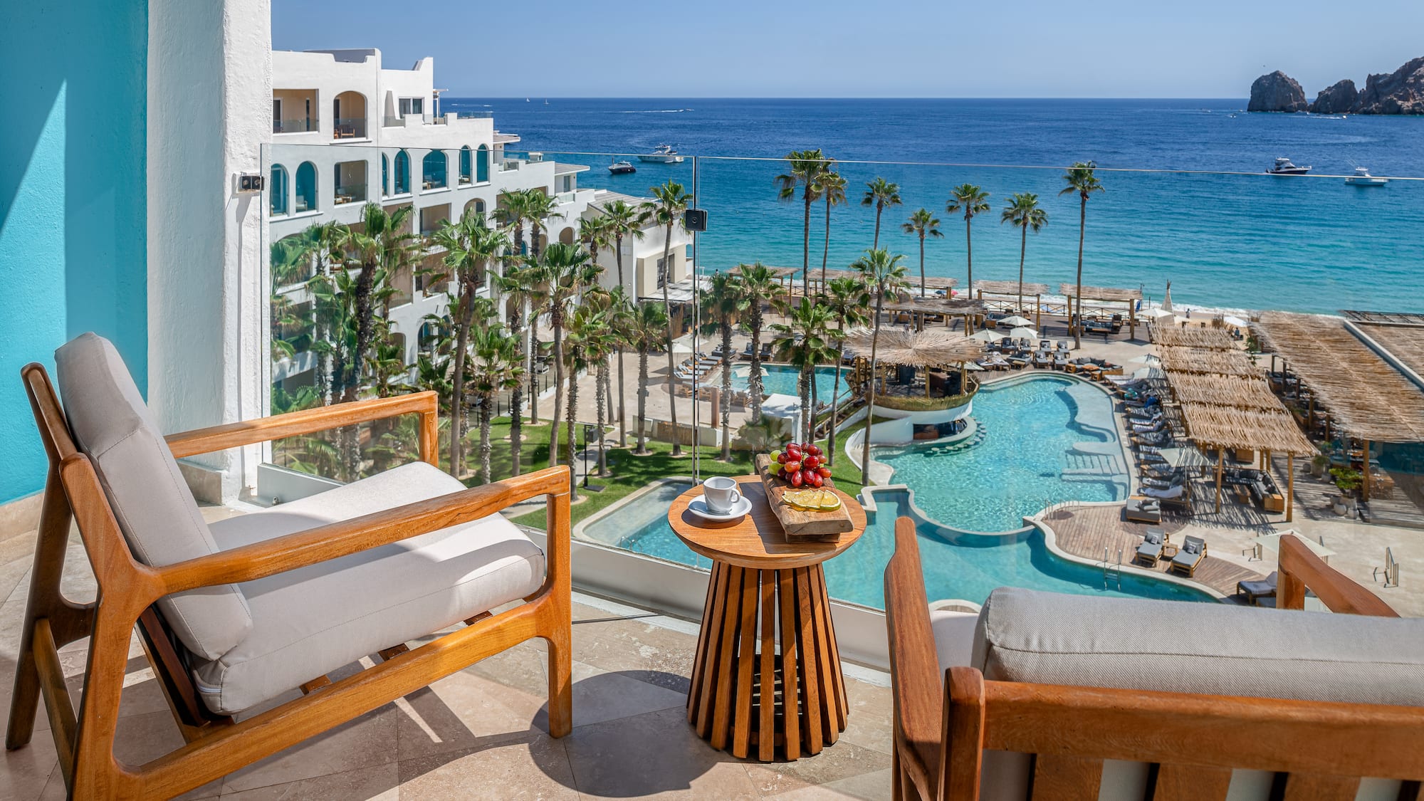 a view of a resort from a balcony