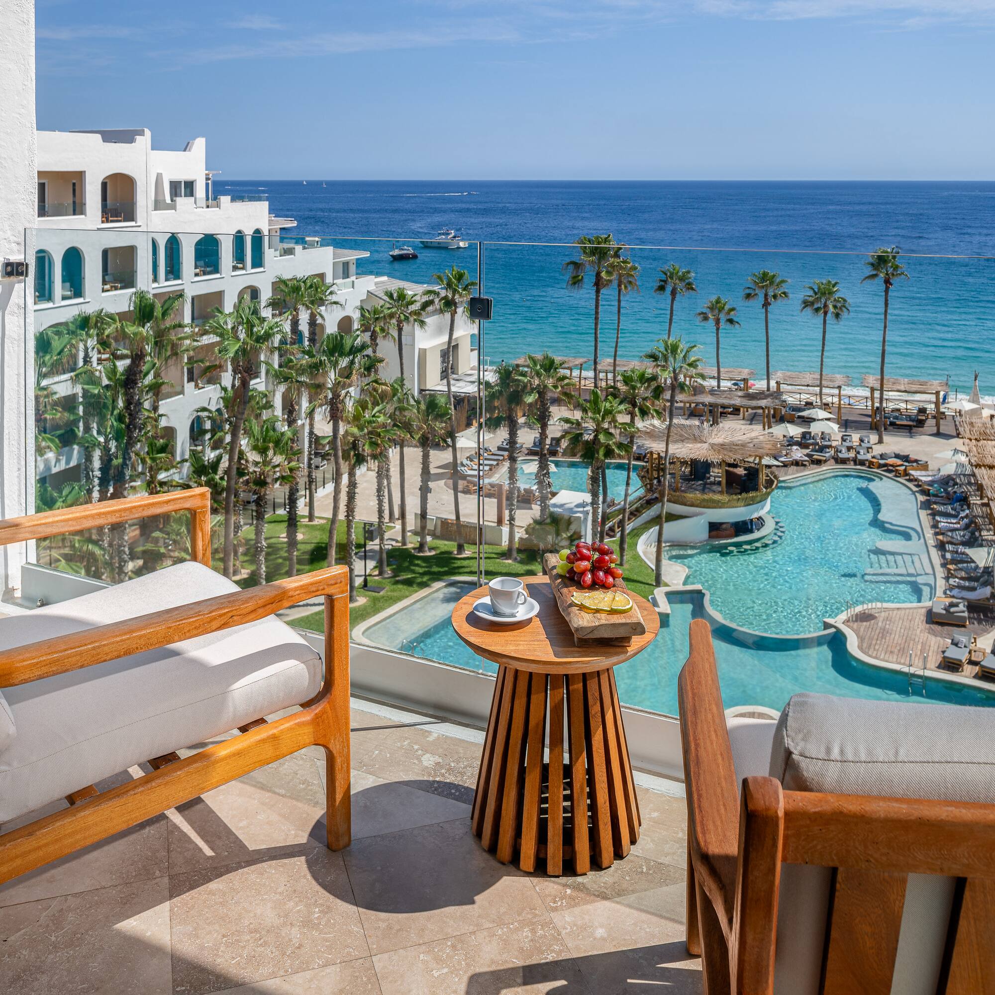 a view of a resort from a balcony