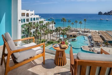 a view of a resort from a balcony